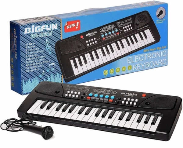 Kids Electronic Musical Keyboard Piano with Mic - Black